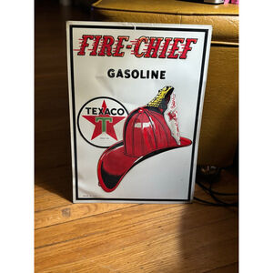 Texaco Fire Chief Gasoline Sign, One Size, Red and White made in USA